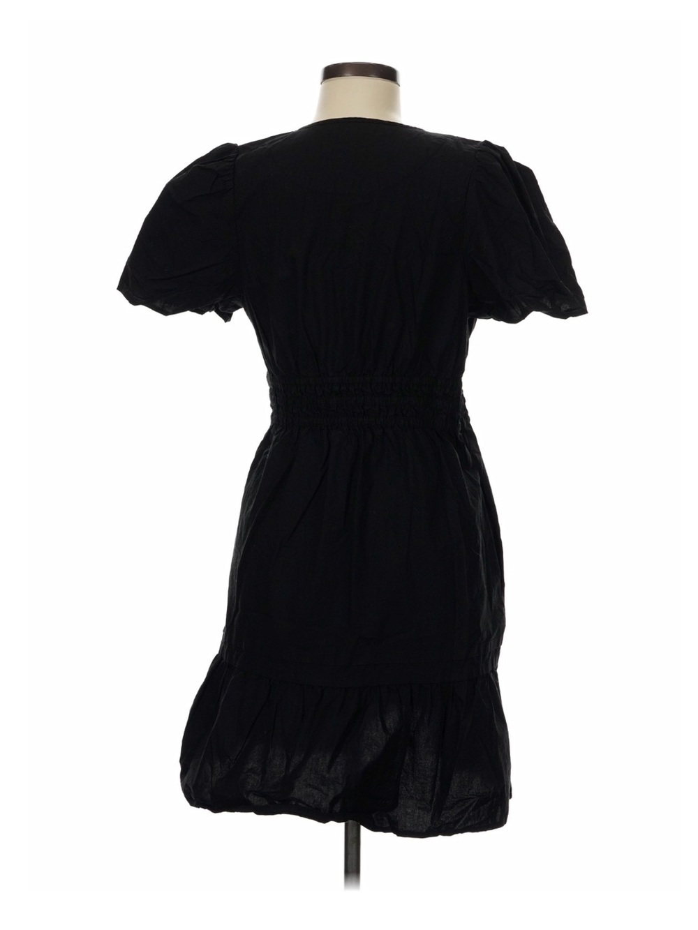 Quince Black Short Sleeve Smocked Waist Dress - Picture 2 of 4